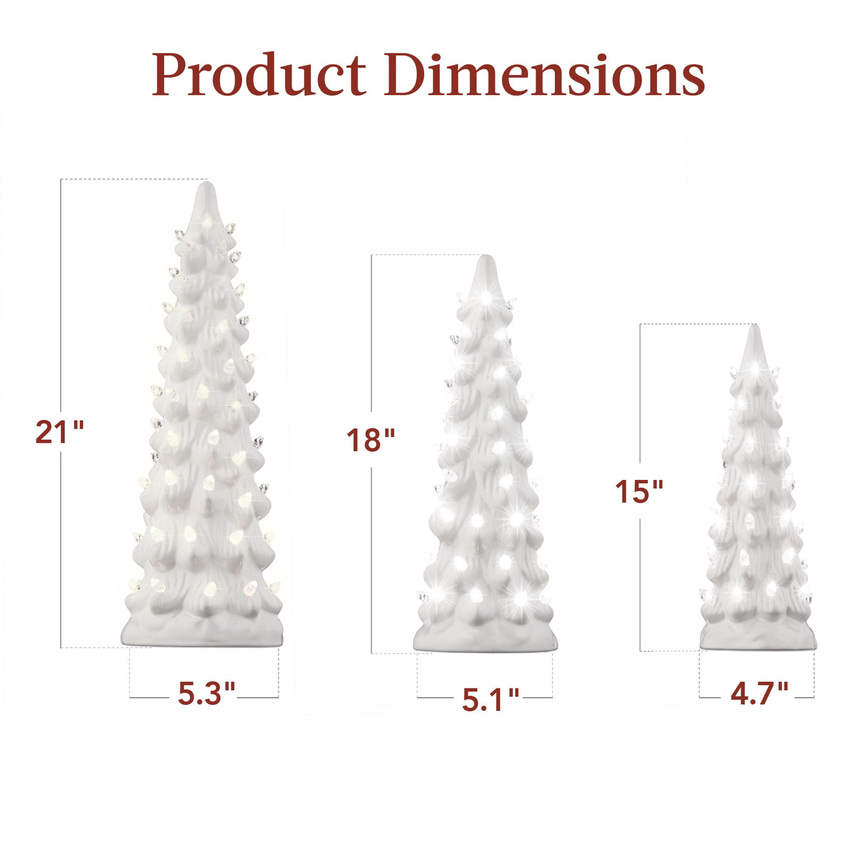 Best Choice Products Set of 3 Pre-Lit Hand-Painted Ceramic Tabletop Christmas Trees w/ Pink Bulbs - Pink