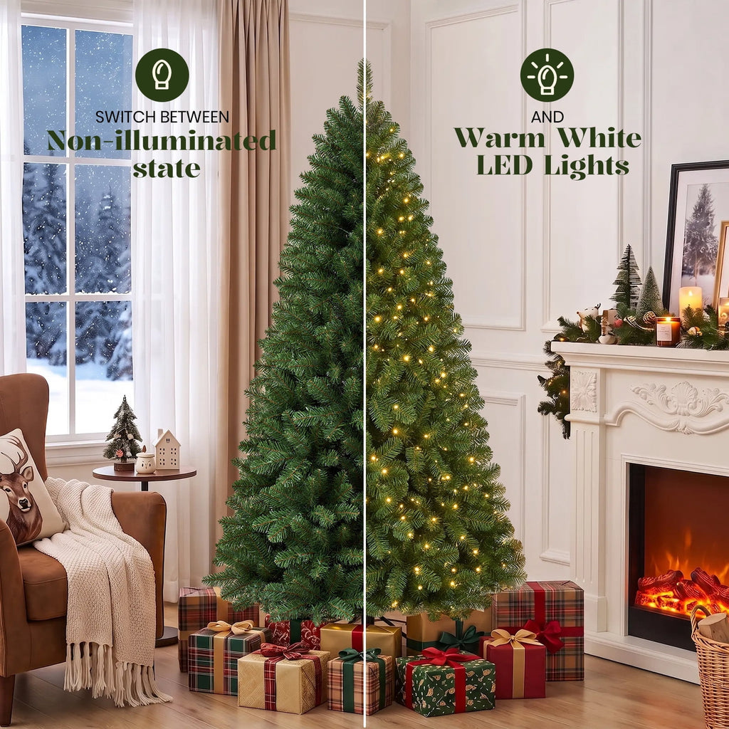 Lolsea 6.5ft Prelit Artificial Classic Christmas Tree with Warm White Lights for Living Room Office Party Decoration