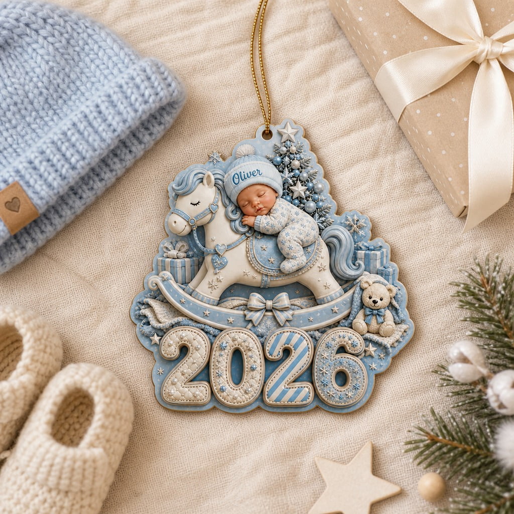 Wooden Ornament Rocking Horse First Christmas Tree Hanging Keepsake for New Family