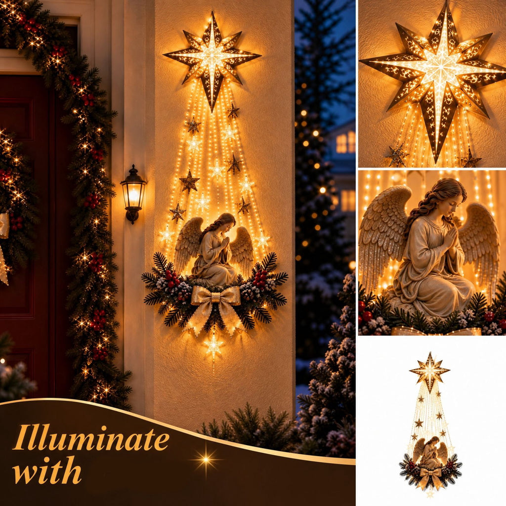 5Pcs Christmas Stair Banister Decoration Lighted Santa Snow Scene Garland for Stair Railing Indoor Holiday Home Ornament