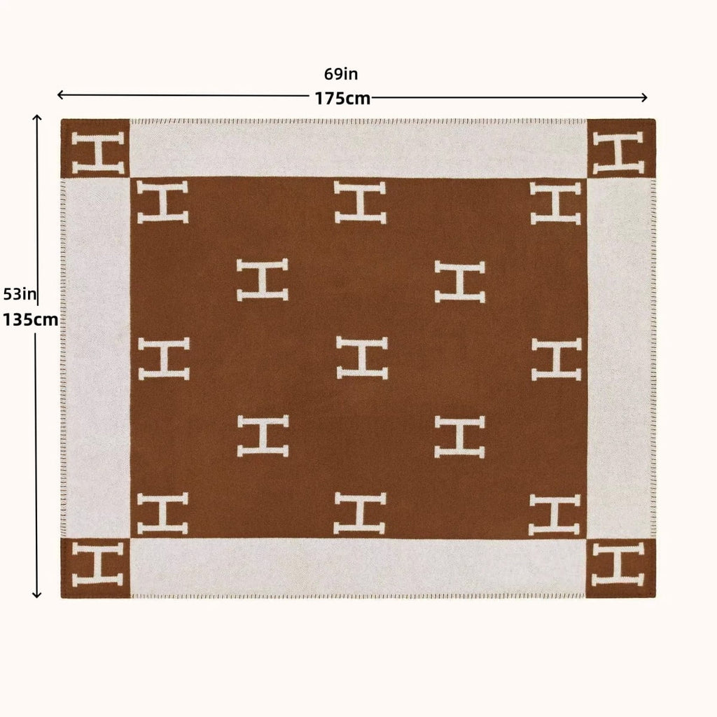 H Blanket Throw Blanket, Wool Blend Ultra Soft Warm Decorative Knit Black Blanket for Couch, Bed & Travel Christmas Thanksgiving Gift for Woman, 53" x 69"