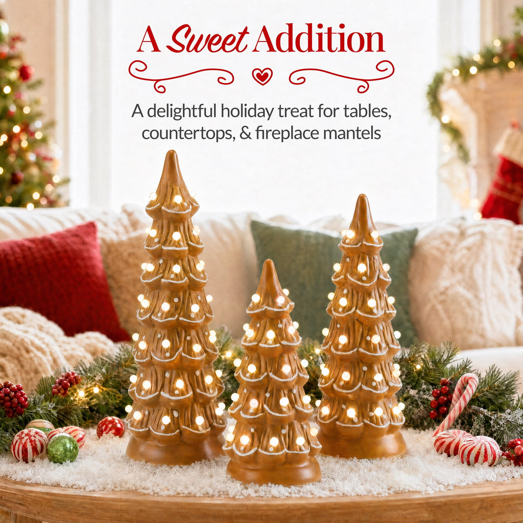 Best Choice Products Set of 3 Pre-Lit Hand-Painted Ceramic Tabletop Christmas Trees w/ Pink Bulbs - Pink