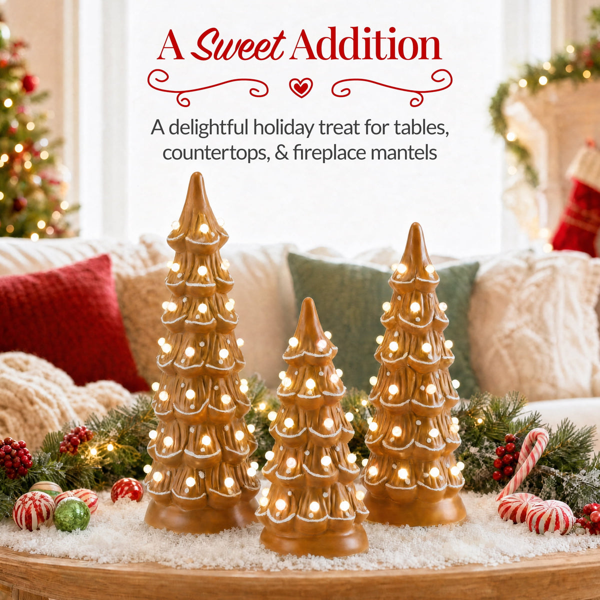 Best Choice Products Set of 3 Pre-Lit Hand-Painted Ceramic Tabletop Christmas Trees w/ Pink Bulbs - Pink