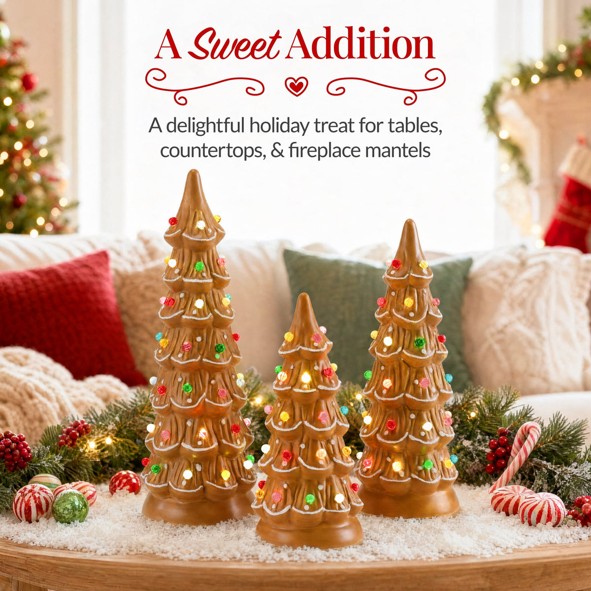 Best Choice Products Set of 3 Pre-Lit Hand-Painted Ceramic Tabletop Christmas Trees w/ Pink Bulbs - Pink