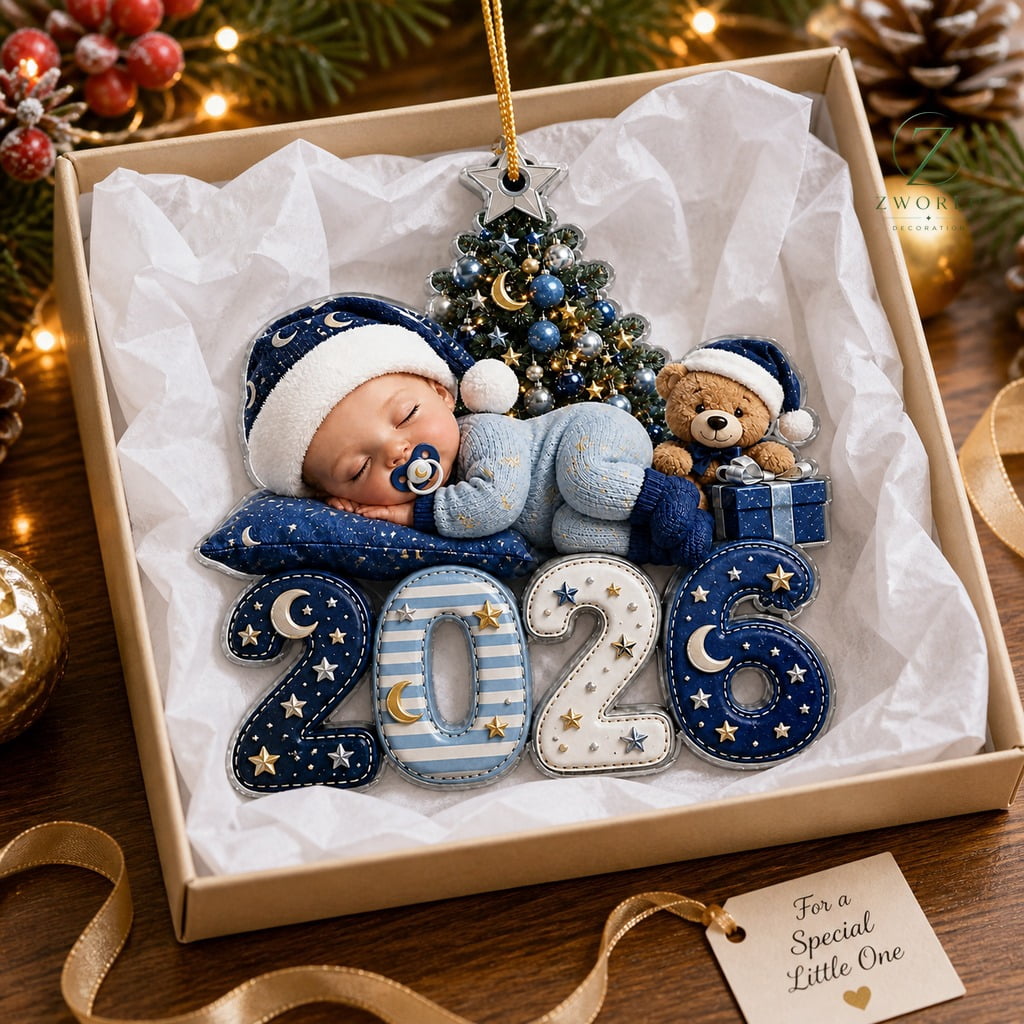 Acrylic Ornament First Christmas 2026 Moon and Stars Keepsake