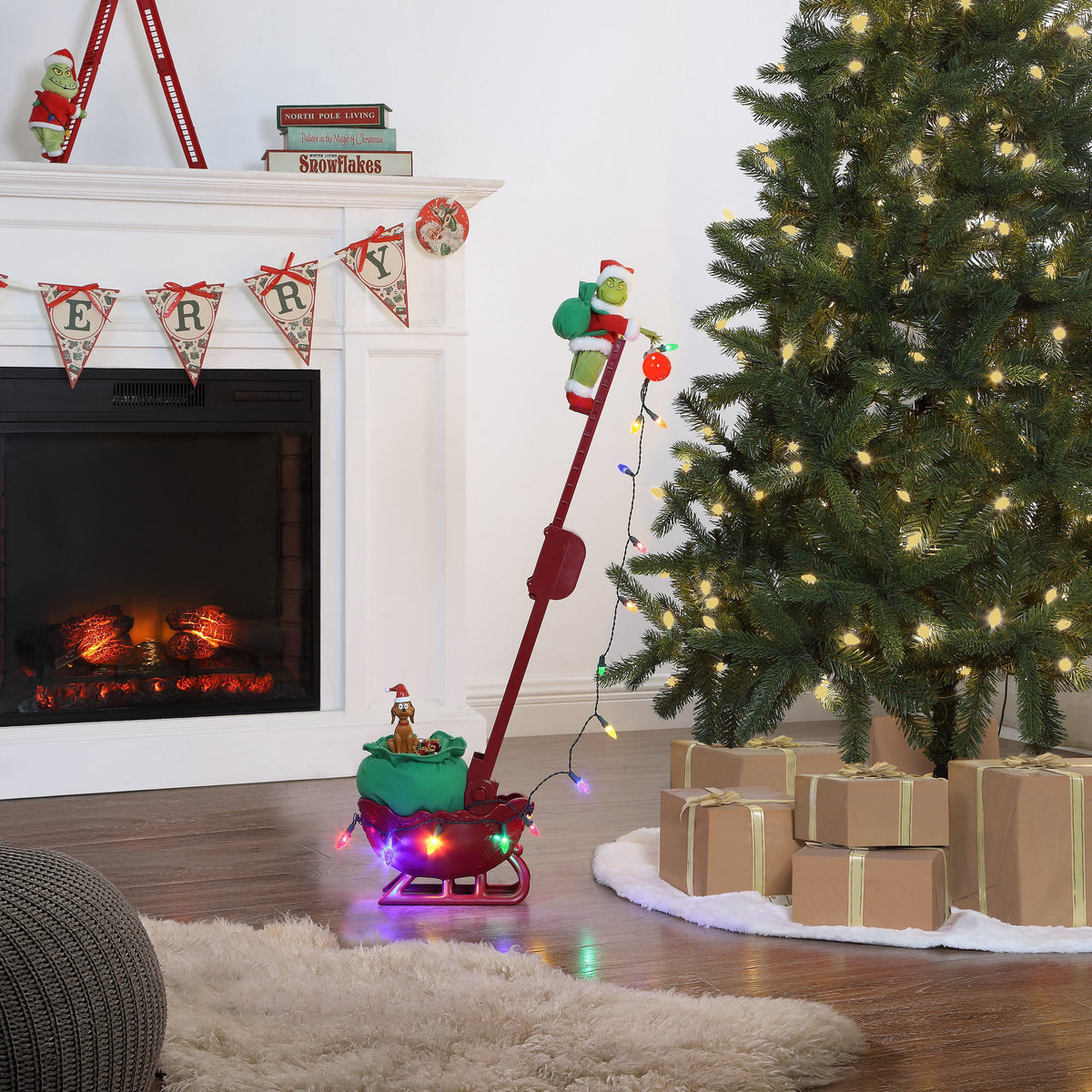 Mr. Christmas 34.5 in. Grinch's Animated Utility Sleigh