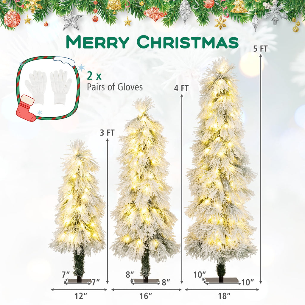 Costway 3' 4' 5' Artificial Christmas Tree Set with 30 + 50 + 70 LED Lights Holiday Decoration Tree