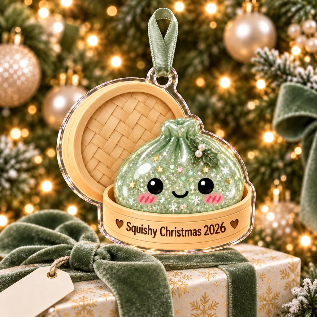Christmas Ornament Cute Sage Squishy Dumpling 2026 Keepsake for Tree Hanging, Squishy Gift