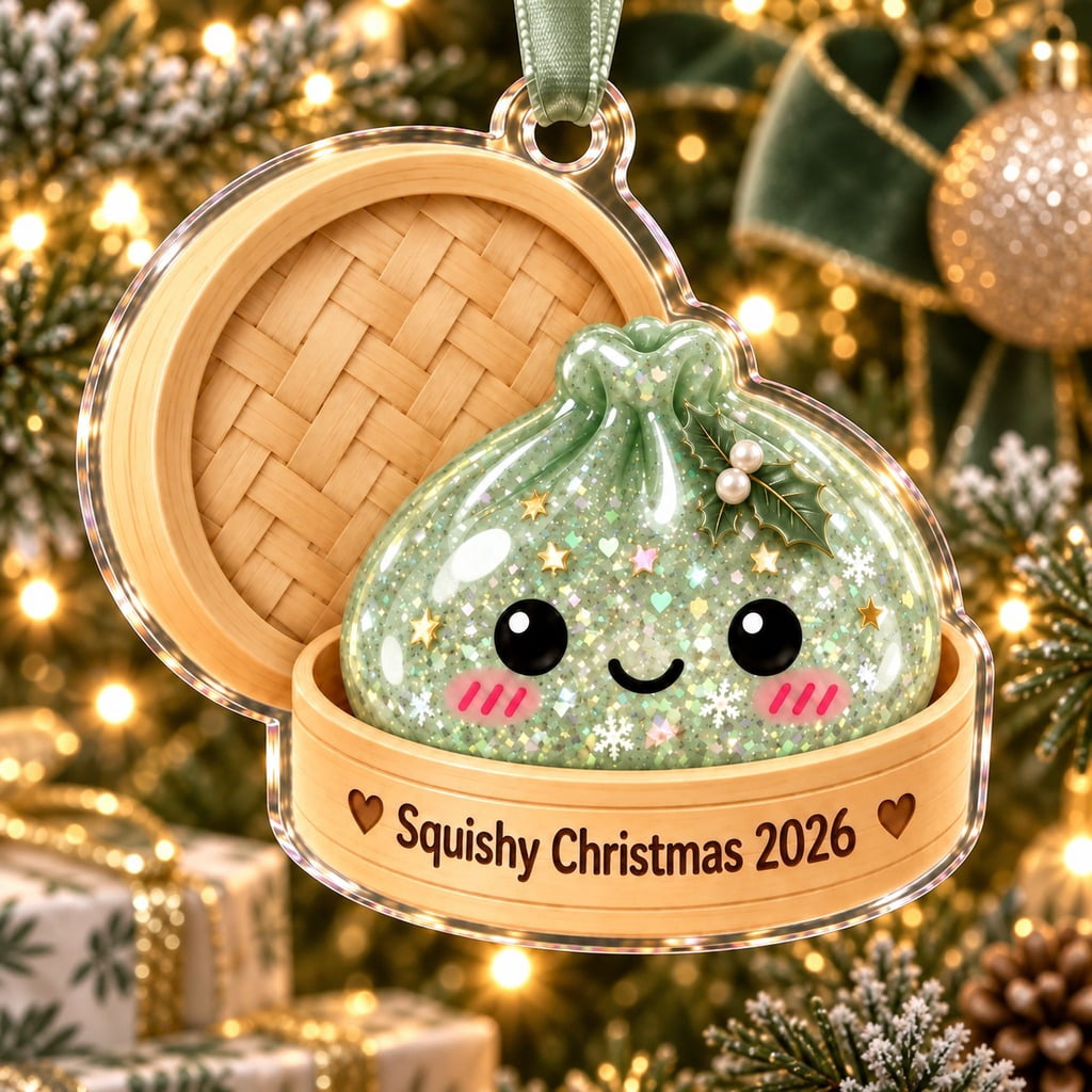 Christmas Ornament Cute Sage Squishy Dumpling 2026 Keepsake for Tree Hanging, Squishy Gift