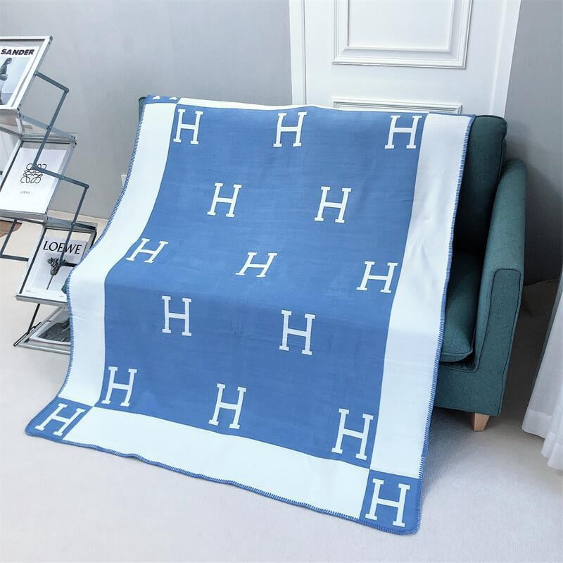 H Blanket Throw Blanket, Wool Blend Ultra Soft Warm Decorative Knit Black Blanket for Couch, Bed & Travel Christmas Thanksgiving Gift for Woman, 53" x 69"