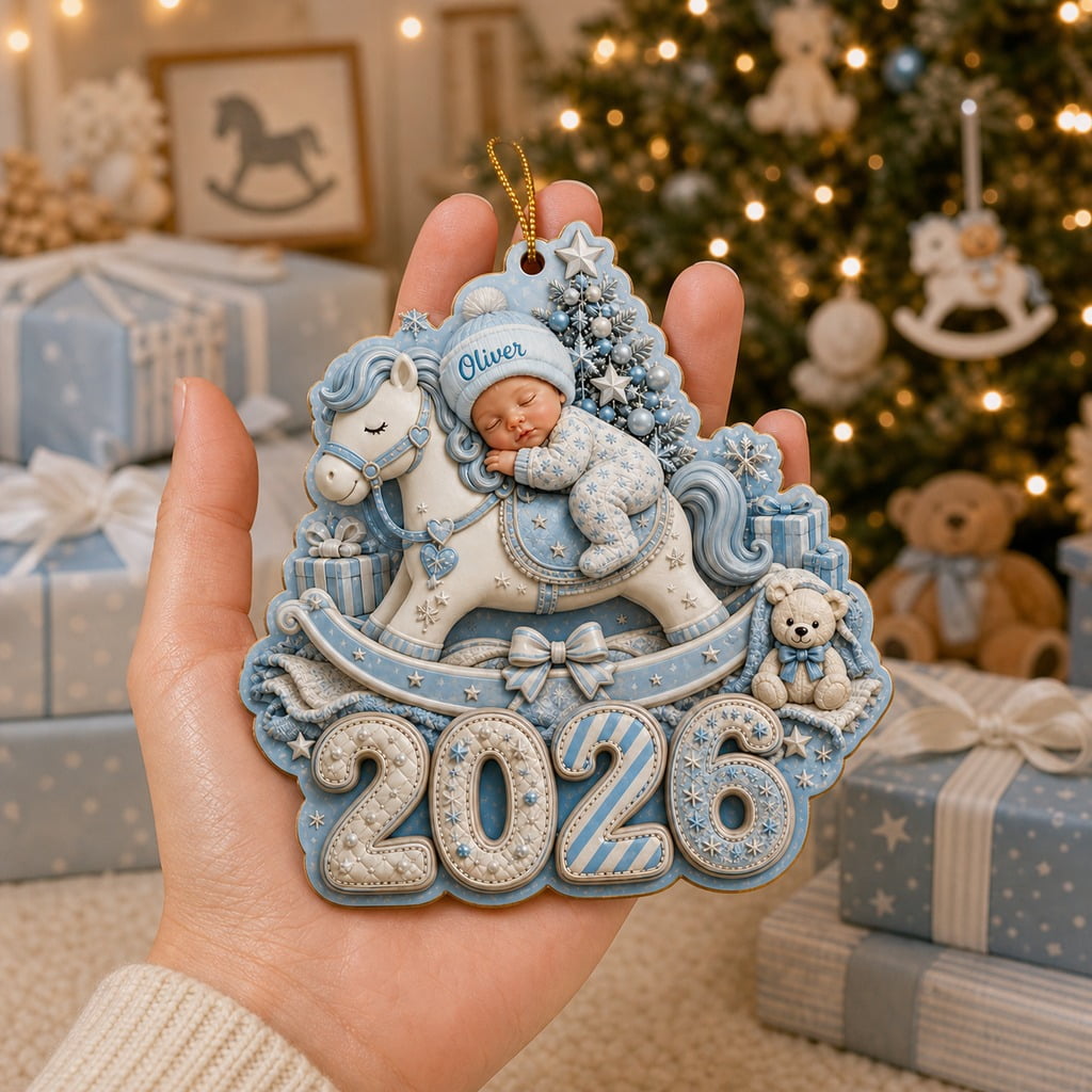 Wooden Ornament Rocking Horse First Christmas Tree Hanging Keepsake for New Family