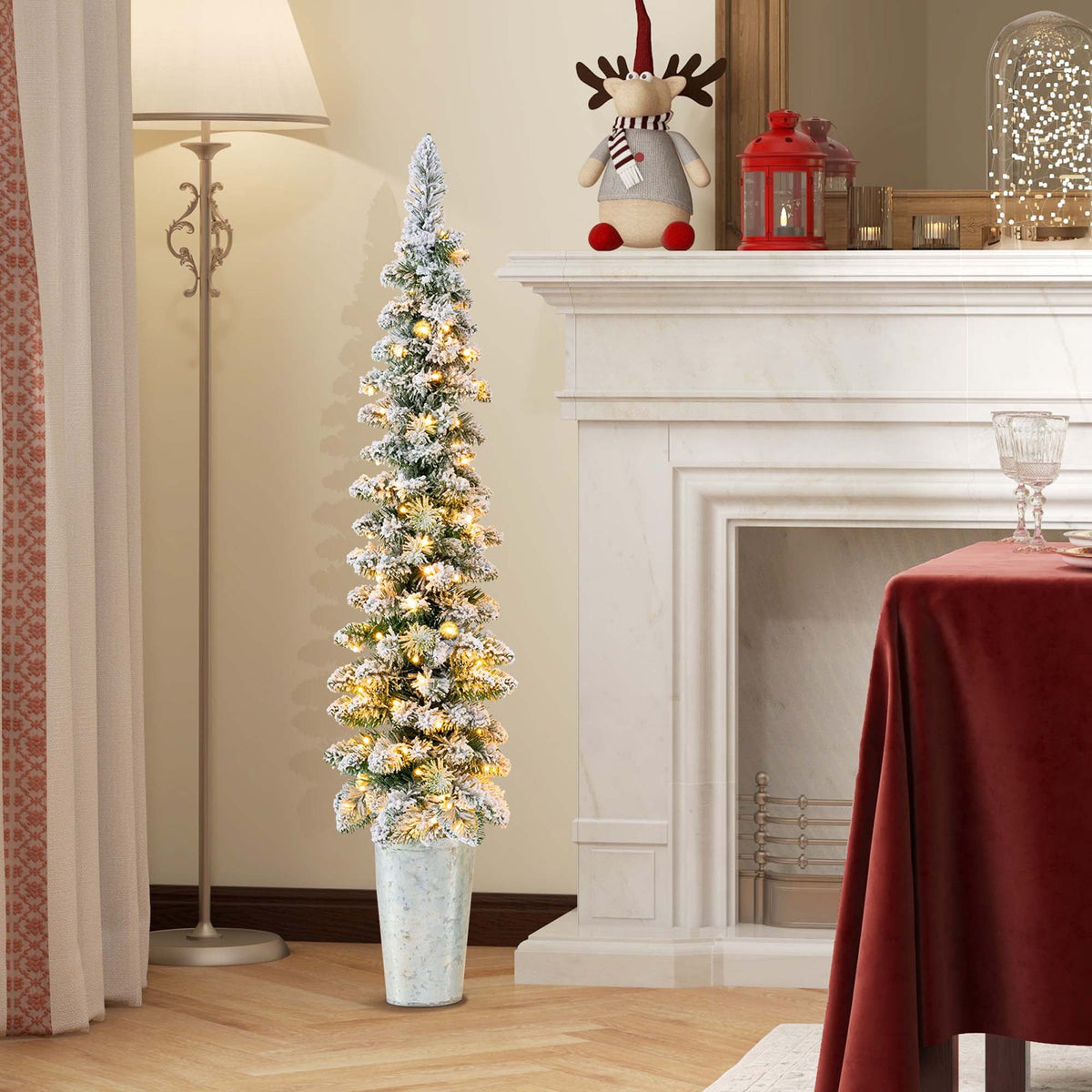 Costway 3' 4' 5' Artificial Christmas Tree Set with 30 + 50 + 70 LED Lights Holiday Decoration Tree