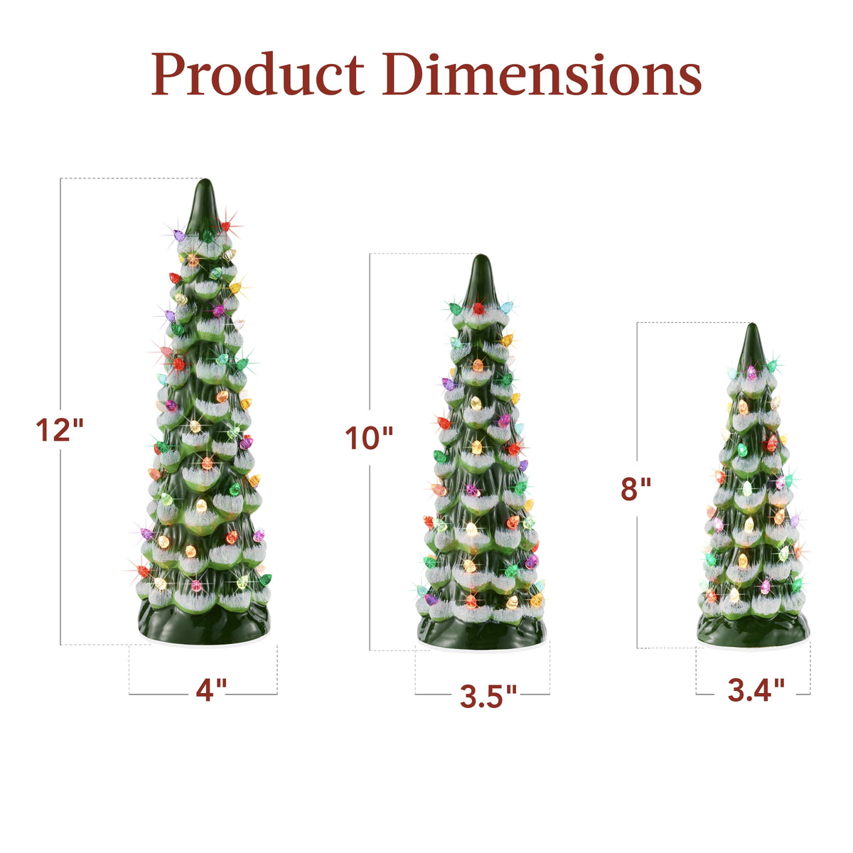 Best Choice Products Set of 3 Pre-Lit Hand-Painted Ceramic Tabletop Christmas Trees w/ Pink Bulbs - Pink