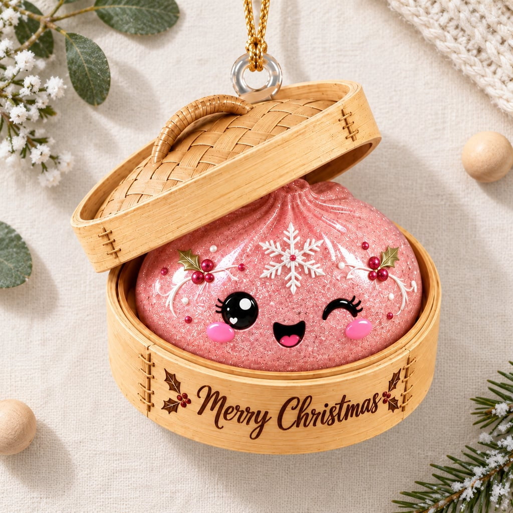 Dumpling Ornament, Glitter Acrylic Christmas Tree Hanging Gift