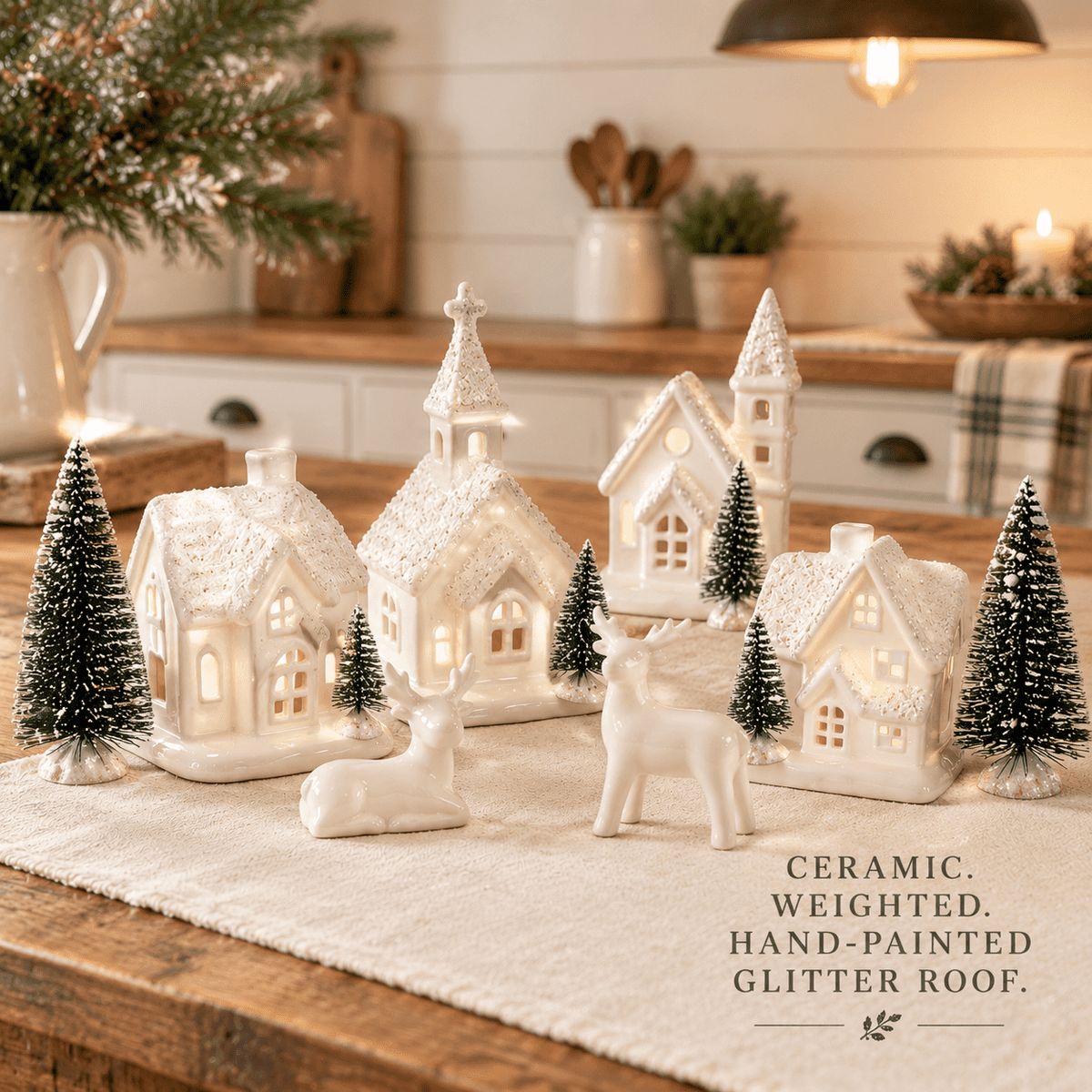 Christmas Villsets-13 Pieces White Indoor Decorations